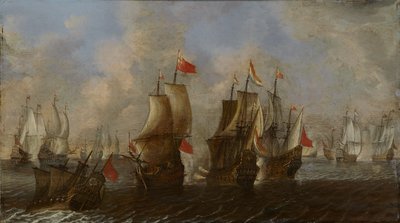 Bataille navale entre navires anglais et néerlandais - Claes Claesz. Wou